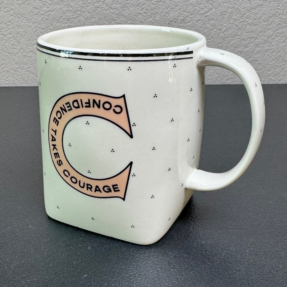 Anthropologie Confidence Takes Courage Monogram C Square Base Ceramic Coffee Mug